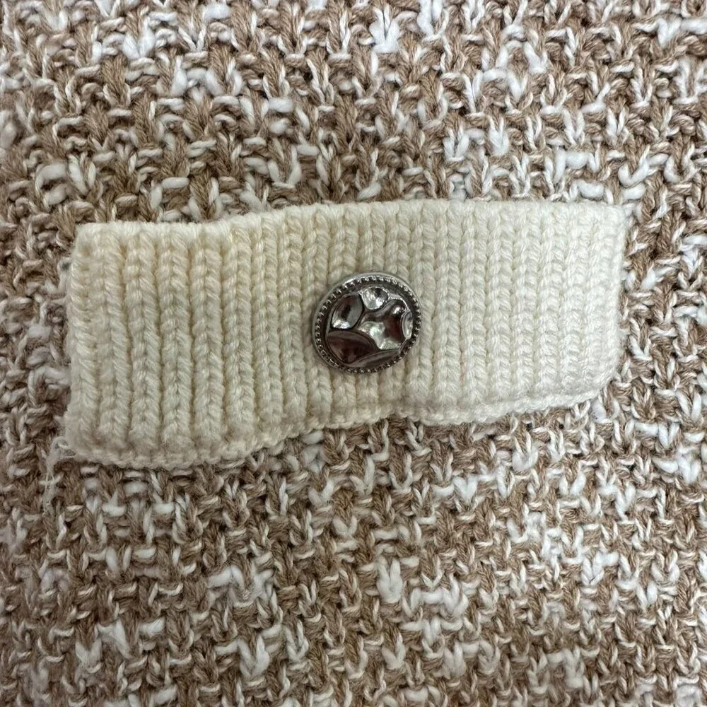 J. Jill Wearever Contrast Trimmed Sweater Jacket Size S Cardigan Preppy Office